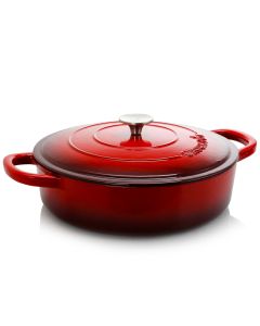 Crock Pot Artisan Enameled Cast Iron 5 Quart Round Braiser Pan with Self Basting Lid in Scarlet Red
