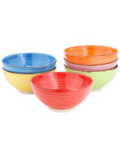 Elama Color Ridge 6.25 Inch 6 Piece Round Stoneware Assorted Bowl Set