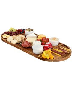 MegaChef 3 Piece Acacia Wood Cutting Board with Maganitized Serving Board Platter