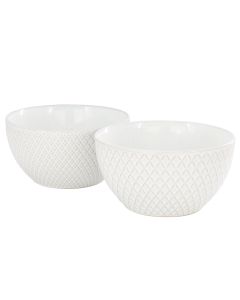 Gibson Elite Earlhart 2 Piece 6 Inch Ribbed Stoneware Cereal Bowl Set in White