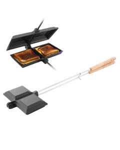 Megachef 8.26 Inch Cast Iron Pie Iron Outdoor/Camping Cookware with Long Handle
