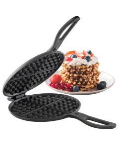 Megachef 6.7 Inch Round Cast Iron Pie Iron Outdoor/Camping Cookware with Long Handle