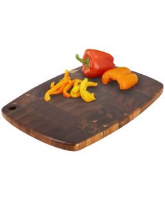 MegaChef 15.5 x 10.5 Inch Acacia Wood Rectangular Cutting Board with Rounded Edge in Dark Brown