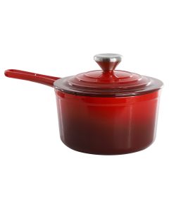 MegaChef 2 Quart Enameled Cast Iron Sauce Pan in Gradient Red
